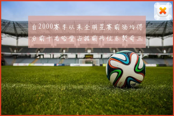 自2000赛季以来全明星赛前场均得分前十名哈登占据前两位东契奇三次上榜